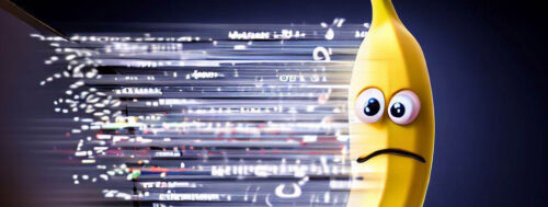 A banana being pulled into a computer screen