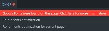 OMGF v6 Google Fonts Checker menu